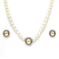 Kundan and Pearl Choker with Studs Jewellery Set (white) - Ruby Raang - Swadesiicart