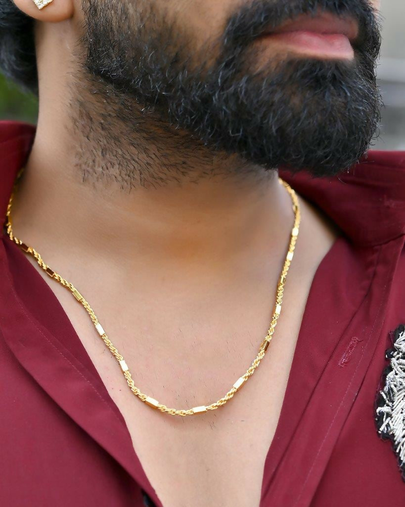 VOJ Gold-Polished Pipe Chain For Men | Swadesiicart