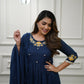The52 Blue Women's Gorgeous Viscose Fabric Embroidered Work Flared Kurta Pant and Dupatta Set - Swadesiicart