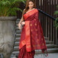 Beatitude Red Cotton Banarasi Saree | Swadesiicart