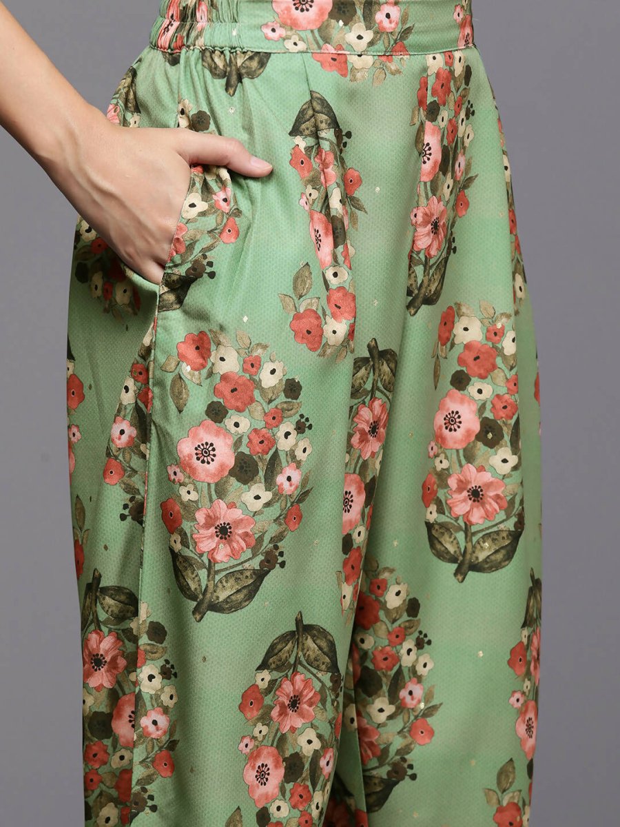 Ahalyaa Women's Traditional wear Kurta Set - Green | Swadesiicart