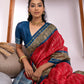 Vishnu Weaves Women's Red Soft Tussar Silk Zari Woven Saree with Blouse - Swadesiicart