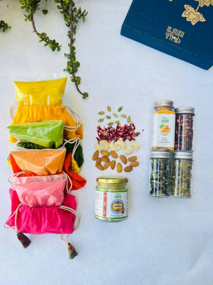 Shuddh Natural Edible Wholistic Colour | Ayurvedic Thandai Powder | Ubtan Based Herbal Gulal | Holi Gift Hamper | Swadesiicart