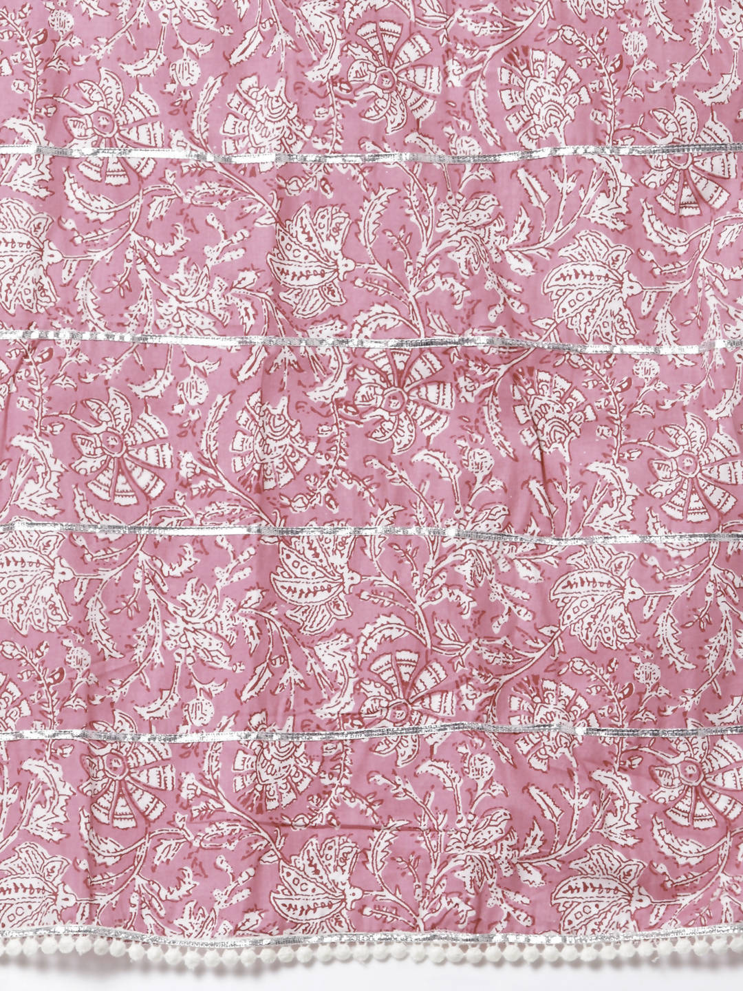 Myshka Women Pink Pure Cotton Printed Sleeveless Round Neck Kurta With Sharara & Dupatta Set | Swadesiicart