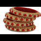 Afast Bridal Wedding & Party Fashionable Colorful Glass Bangle/Kada Set, Pack Of 4 - Red, Gold - Afast Enterprises