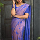 Vamika Weaving Banarasi Jacquard blue Kanjivaram Saree | Swadesiicart