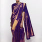 Vamika Weaving Banarasi Jacquard Purple Kanjivaram Saree | Swadesiicart