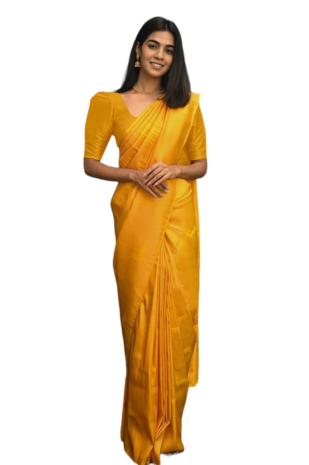 Vamika Weaving Banarasi Jacquard yellow Kanjivaram Saree | Swadesiicart