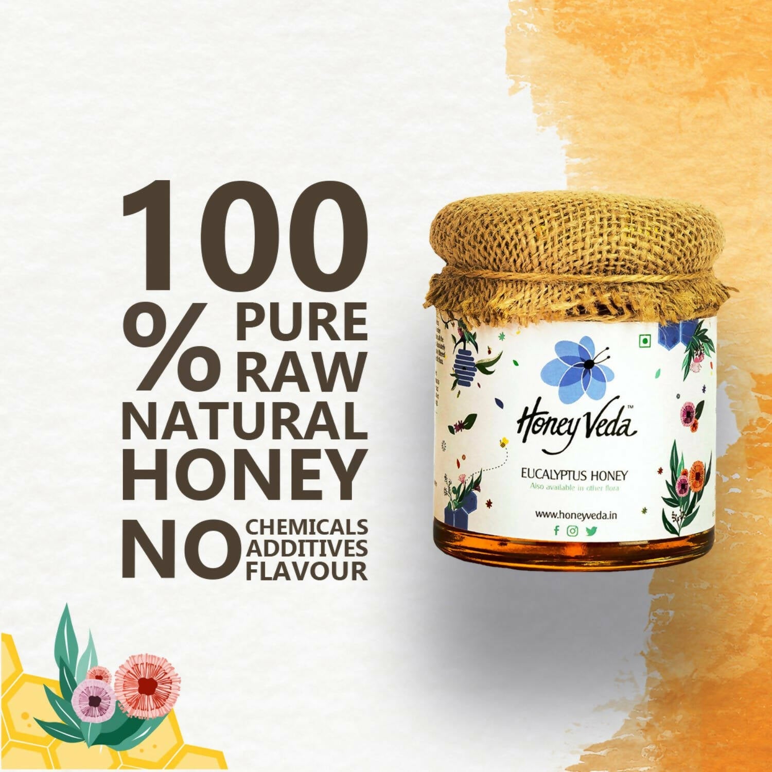 HoneyVeda Premium Raw Eucalyptus Honey - Swadesiicart