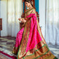 Vishnu Weaves Women's Rani Pink Patola Banarasi Silk Meenakari Zari Woven Saree with Blouse - Swadesiicart