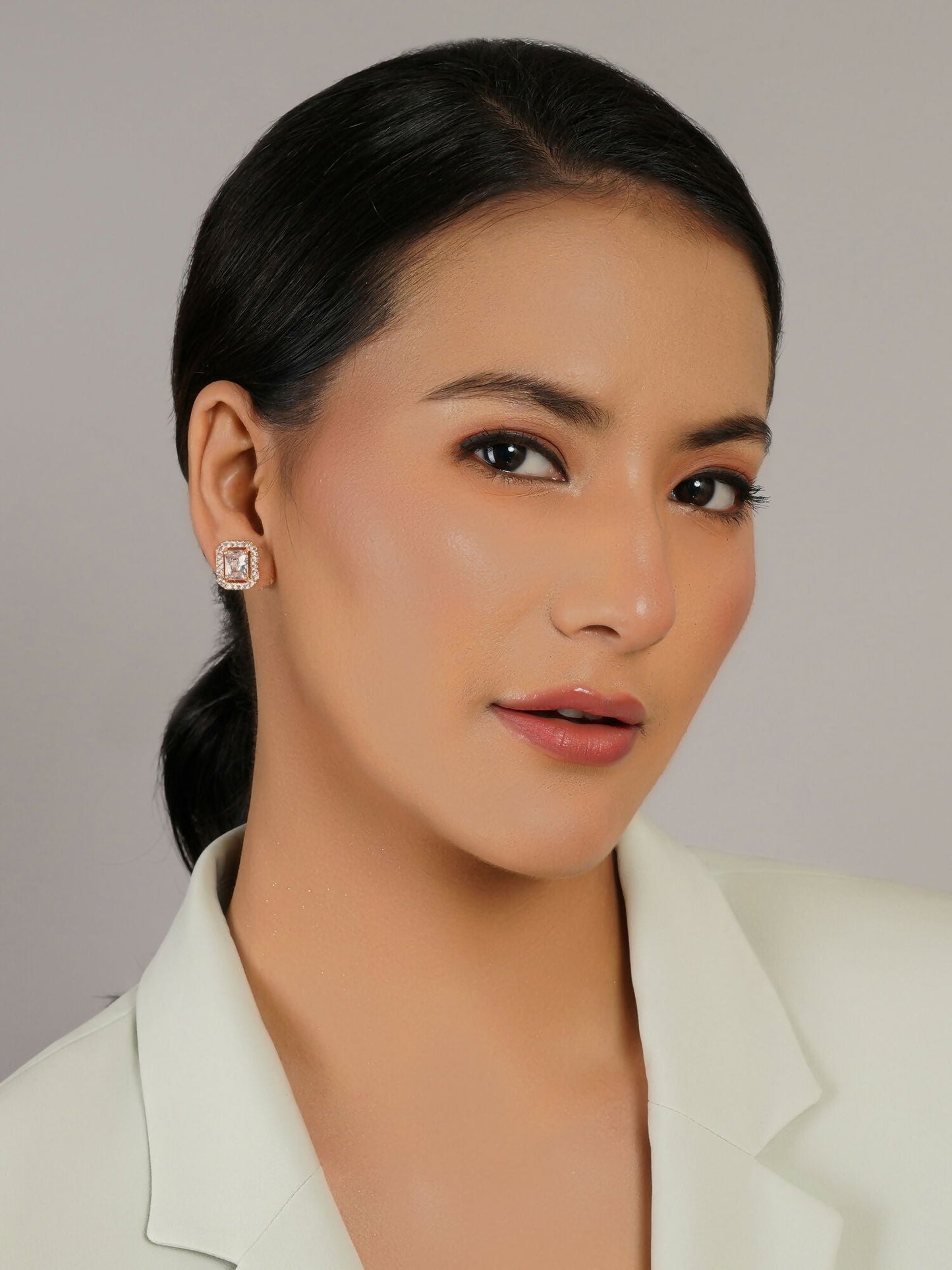 stone stud (Rose gold) - Ruby Raang - Swadesiicart