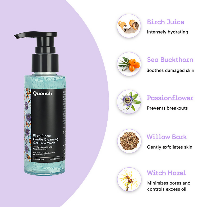 Quench Birch Please Gentle Cleansing Gel Face Wash | Swadesiicart