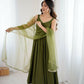Joban Fashion Mehndi Kurta Set Chanderi Sequence Embroidery Work - Swadesiicart