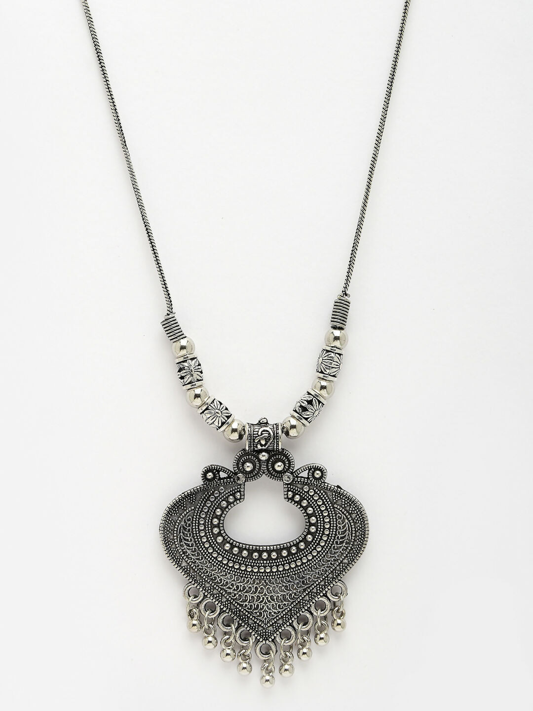 NVR Women's Silver-Toned German Silver Oxidised Pendant with Chain | Swadesiicart
