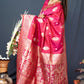 Jyoti Fashion Women's Gajri Red Paithani Silk Zari Woven Saree with Blouse | Swadesiicart