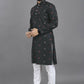 Anaita Black Weaving Linen Cotton Straight Kurta