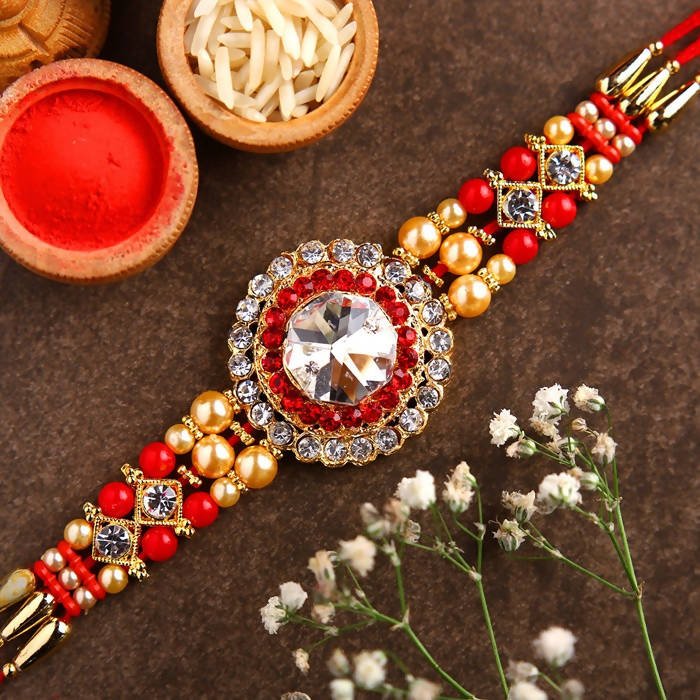 American Diamond Bling Rakhi And Kaju Katli Box | Swadesiicart