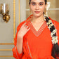 Pomcha Jaipur Orange Saadgi Orange Mirror Work Anarkali Set | Swadesiicart