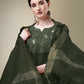 Jyoti Fashion Women's Dark Green Cotton Blend Embroidery & Fancy Lace work Kurta with Trouser & Dupatta | Swadesiicart