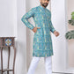 Anaita Blue Digital Printed Work Cotton Straight Kurta