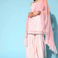 Ahalyaa Women Pink Colour Crepe Silver Foil Printed Kurta Sharara Set | Swadesiicart