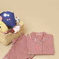 Breathables Kids Cotton Night Suit – Red & White Striped Shirt & Pyjama Co-Ord Set For Boys & Girls