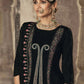 Jyoti Fashion Women's Black Velvet Floral Resham Thread with Jari work Kurta with Trouser & Dupatta | Swadesiicart