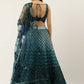 House of Panchhi Women Teal Net Embroidered Sequins Lehenga & Blouse with Dupatta | Swadesiicart