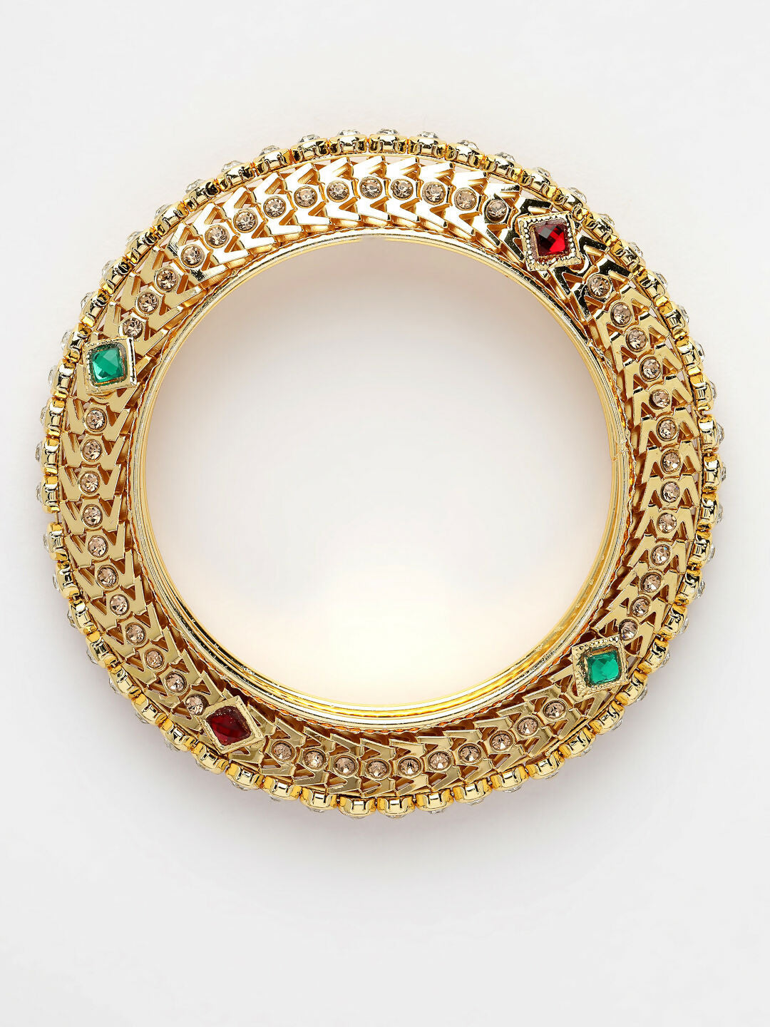 NVR Women's Set of 2 Gold-Polished Kundan Traditional Bangles - Swadesiicart