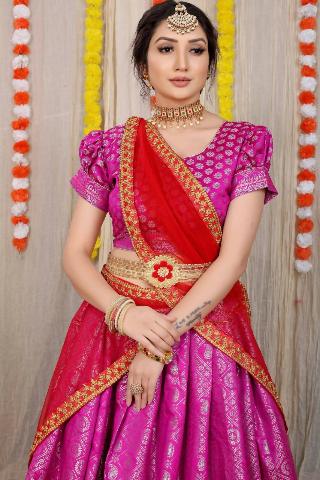 DEIANA'S Beautiful Pure Jari Silk Weaving Lehengha Choli - Pink | Swadesiicart