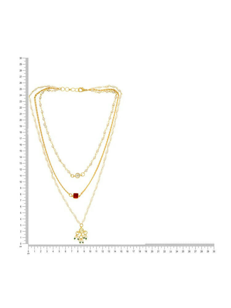 White and gold, Red Stone Kundan Necklace - Ruby Raang | Swadesiicart