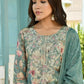 Vaasva Women's Teal Tissue Embroidered Suit Set With Solid Pant And Embroidered Dupatta | Swadesiicart
