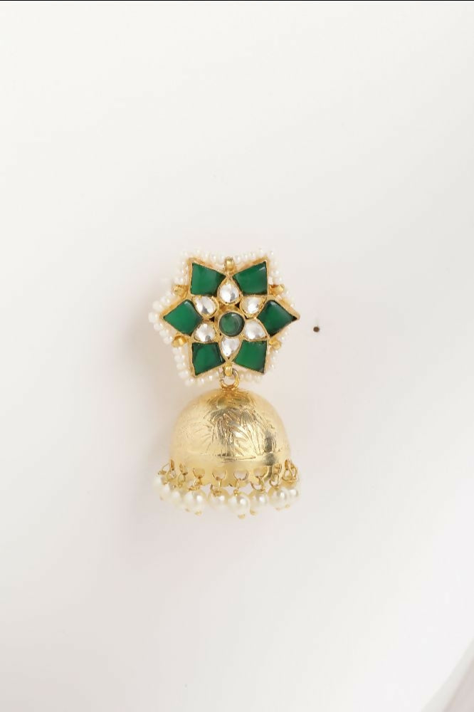 Nuyug 22K Gold Plated Panna Jhumki Earrings | Swadesiicart