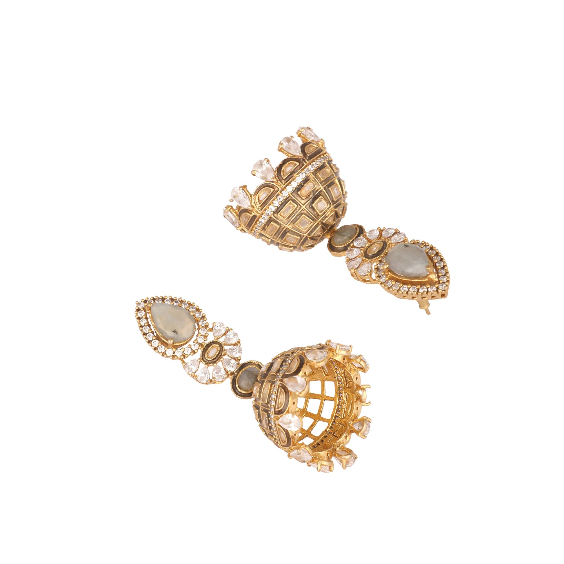 Nuyug 22K Gold Plated Aureate Swirl Jhumki Earrings | Swadesiicart