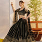 Aastha Fashion Black Butterfly Net Zari Work And Cotton Thread Work And Sequence Work Embroidery Wedding Wear Lehenga Choli