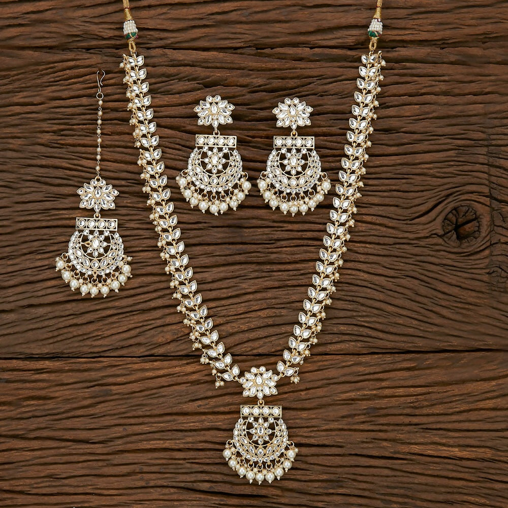 Joban Fashion Women Golden White Necklace Set - Swadesiicart