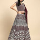 Brown Georgette Thread Embroidered Lehenga Choli with Dupatta - Tanya