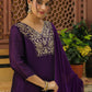 Janasya Purple Silk Blend Yoke Embroidery Kurta,Bottom & Dupatta | Swadesiicart
