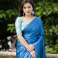 Blue Silk Blend Ethnic Motifs Saree with Unstitched Blouse - Hiral Fashion | Swadesiicart