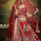 House of Panchhi Red Pure Silk Moti & Zarkan heavy embroidery Lehenga choli & Dupatta | Swadesiicart
