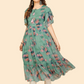 NOZ2TOZ Women's Printed Anarkali Georgette Aqua Green Stitched Kurta (1Pc) - Swadesiicart
