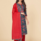 NOZ2TOZ Women's Printed & Gota Patti Work Straight Cotton Blue Kurta Pant With Dupatta (3Pcs Set) - Swadesiicart