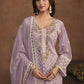 Lavender Soft Organza Embroidered Festive Salwar Suit - Emponline | Swadesiicart