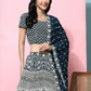 Blue Georgette Thread Embroidered Lehenga Choli with Dupatta - Tanya