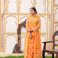 Vaasva Women Yellow Organza Floral Embroidered Anarkali Kurta, Pant & Dupatta set | Swadesiicart