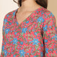 Janasya Women's Pink Cotton Floral Printed Casual Regular Co-ords - Swadesiicart