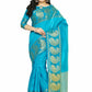 Mimosa Women's Banarasi Tussar Silk Turquoise Blue Saree | Swadesiicart
