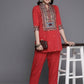 Ahalyaa Women's Traditional Wear Co-ods - Red - Swadesiicart