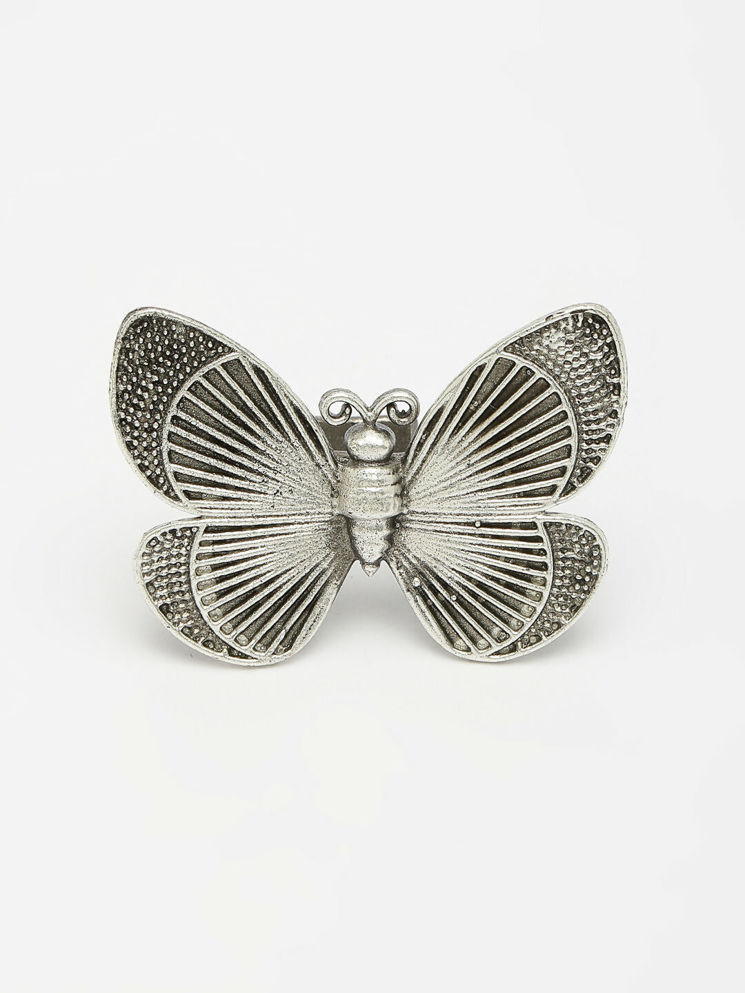NVR Women's Silver-Toned Butterfly Shape Adjustable Finger Ring | Swadesiicart