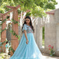 Jyoti Fashion Women's Sky Blue Sequins Thread Embroidery Faux Georgette Anarkali Dress | Swadesiicart
